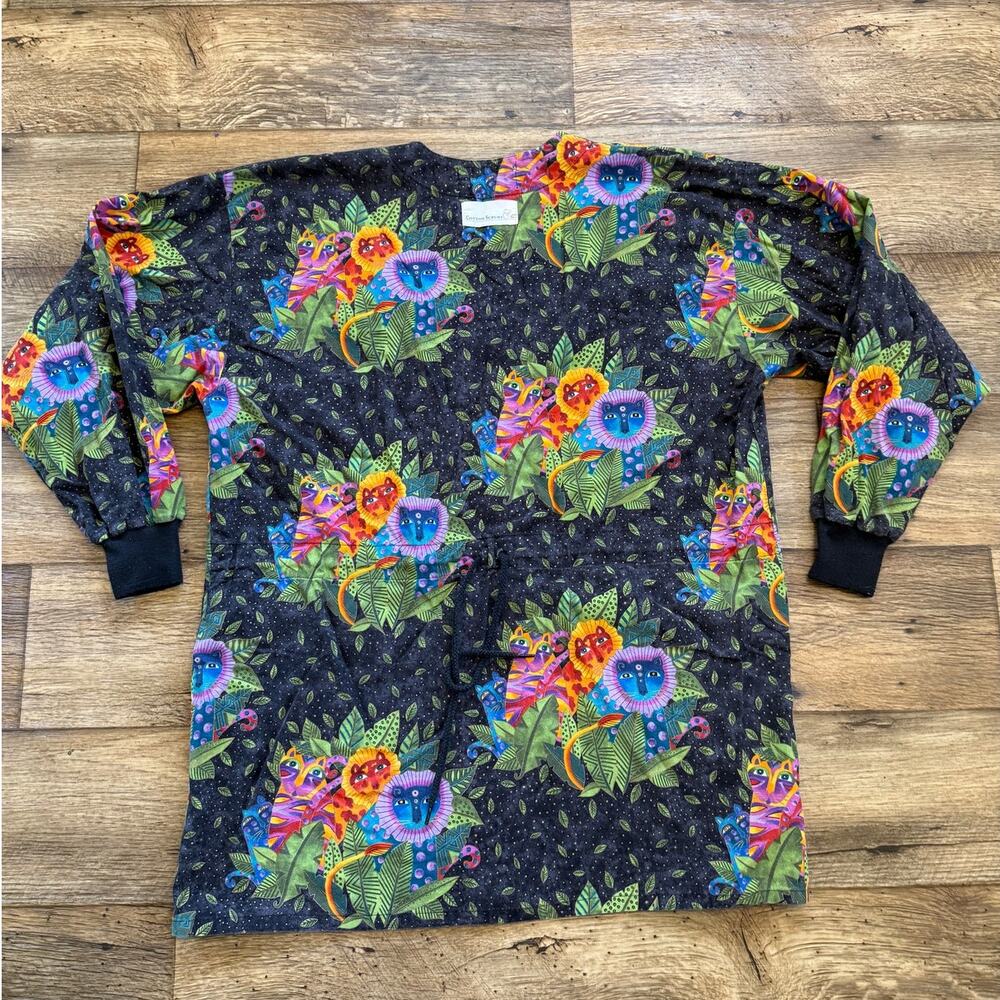 Vintage 90s Laurel Burch Jungle Song Cotton Scrub Jacket - Picture 8 of 8
